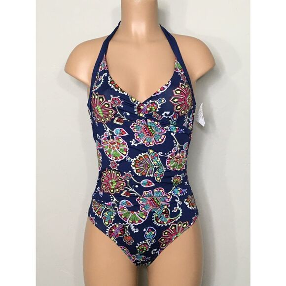 New Liz Claiborne floral swimsuit runs small - Picture 2 of 8
